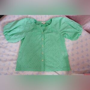 Charming Mint Green Eyelet Blouse